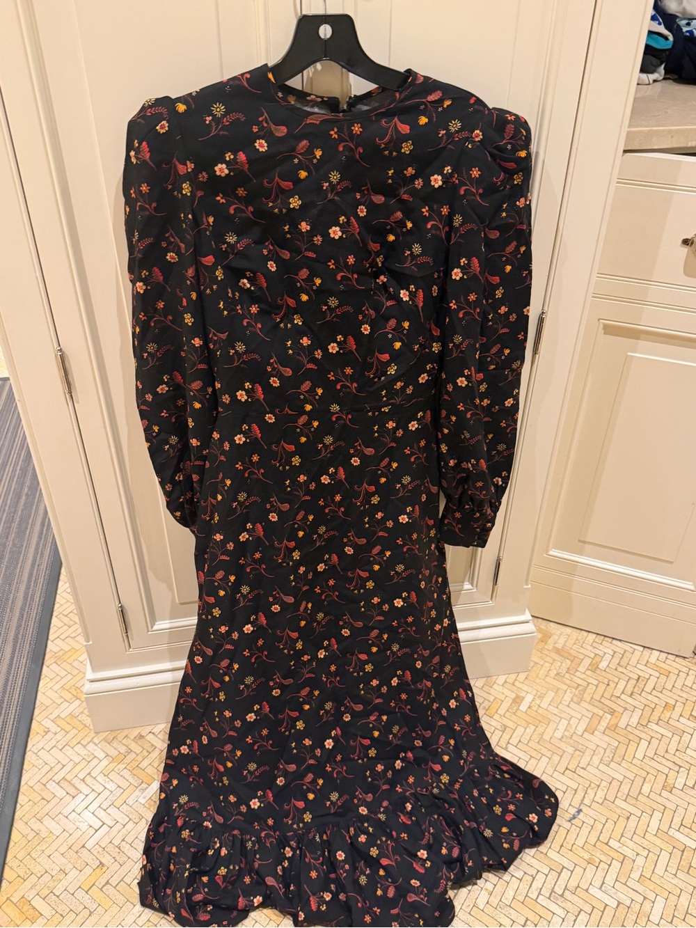 Long Sleeve Floral Maxi Dress in Black